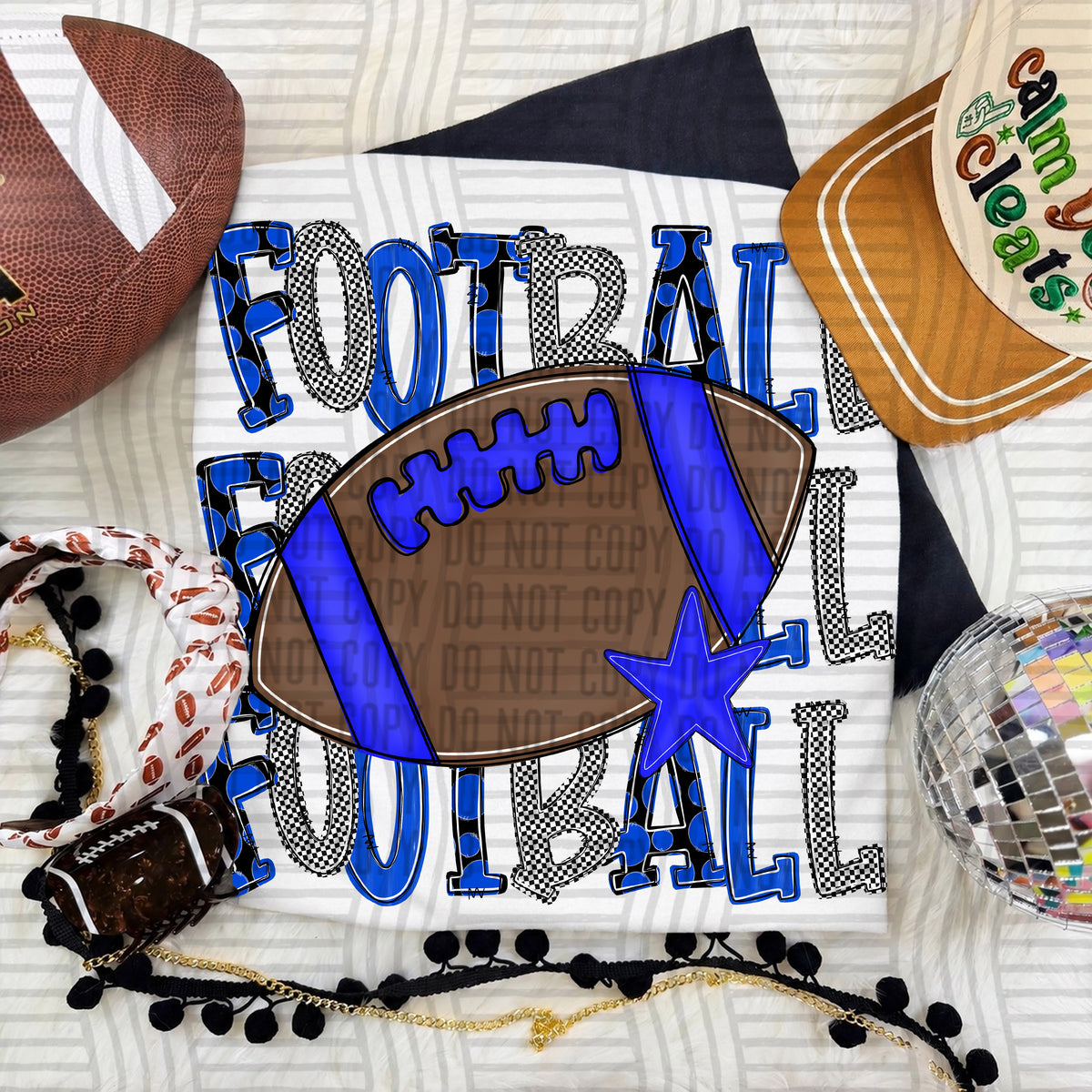 Royal Blue-Football Tri Stacked (Caplinger) DTF Transfer