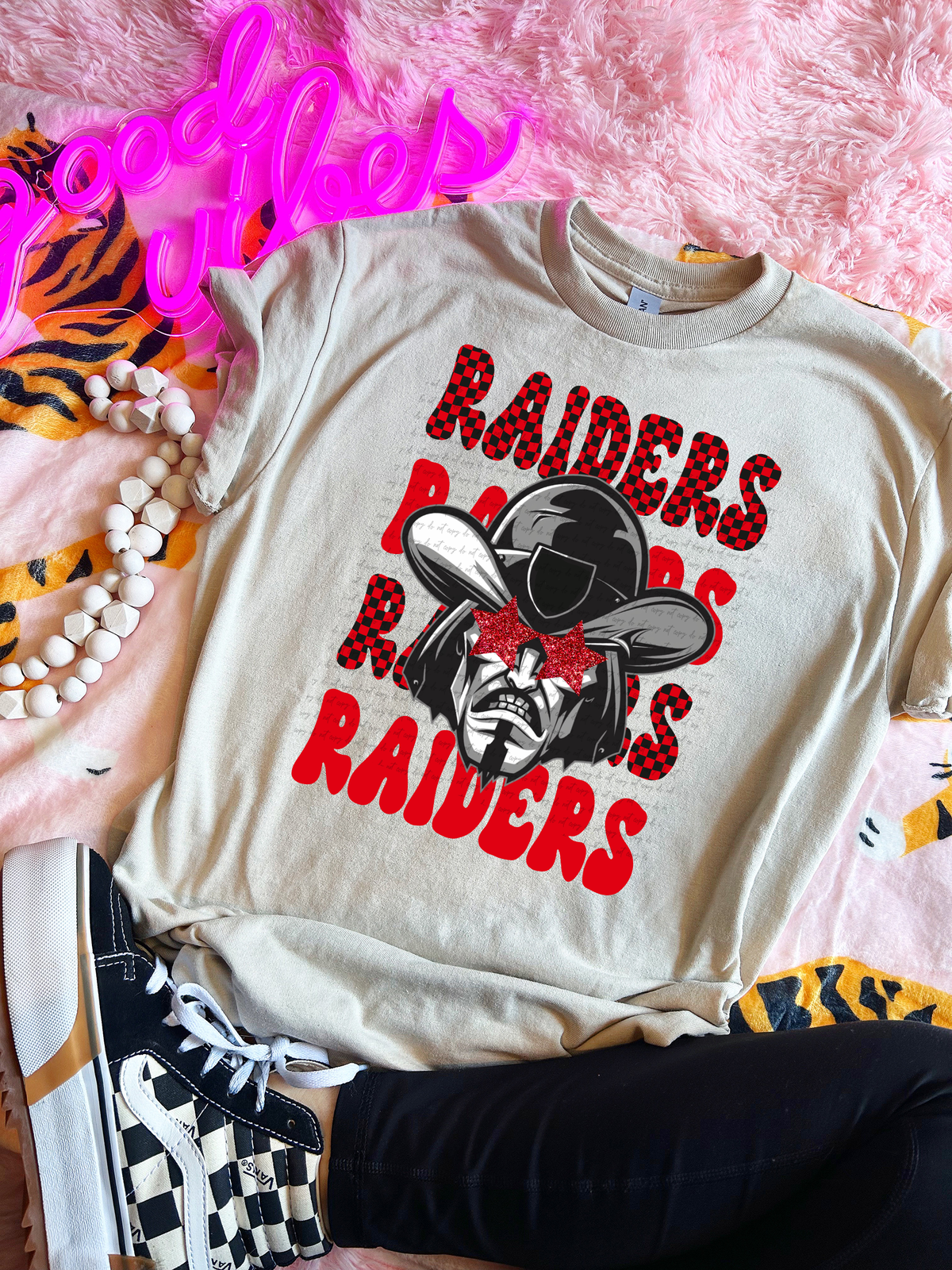 Raiders Checkered Word Stacked 59536 DTF transfer