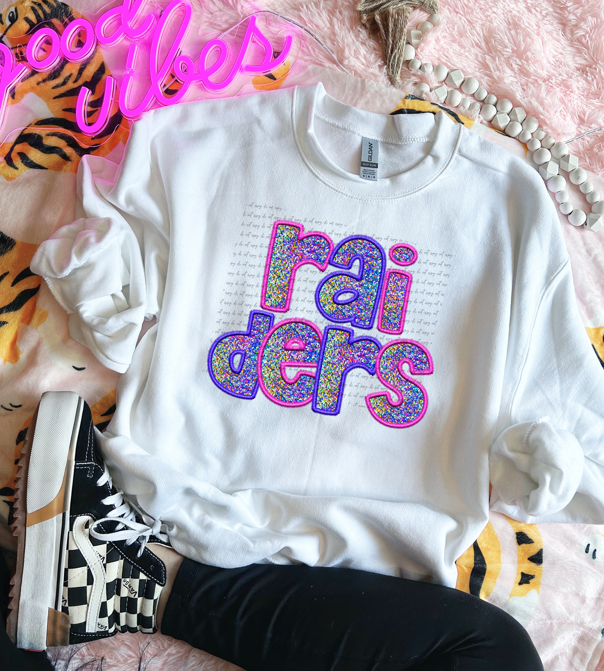 Raiders Faux Embroidery Pink Blue 76082 DTF Transfer