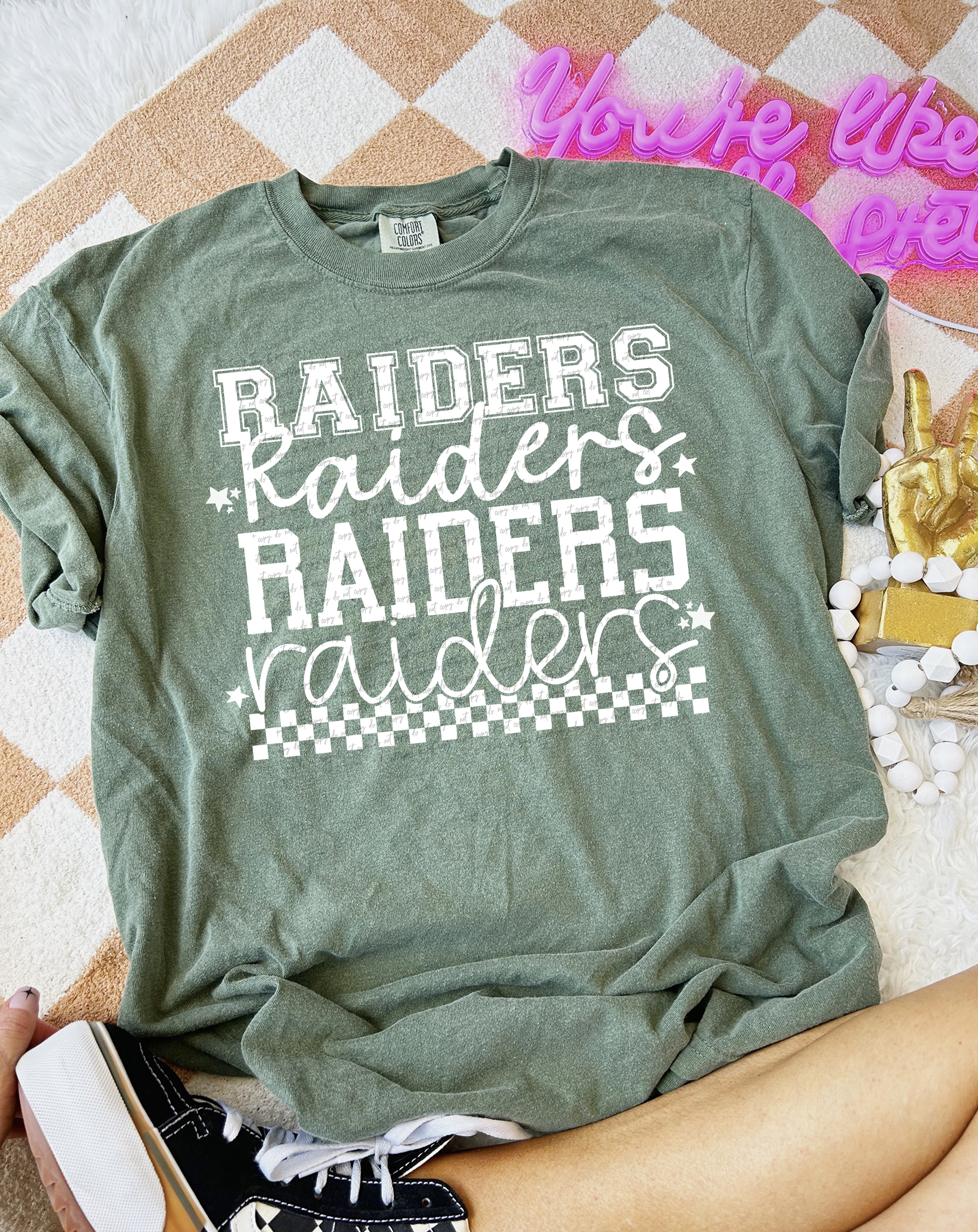Raiders Varsity And Cursive Font White 86782 DTF Transfer – Mud & Grace ...