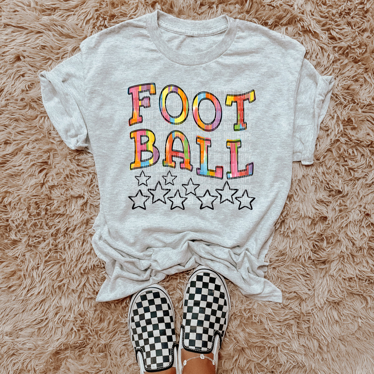 Football Rainbow Brushstroke with Stars (Caplinger) DTF transfer