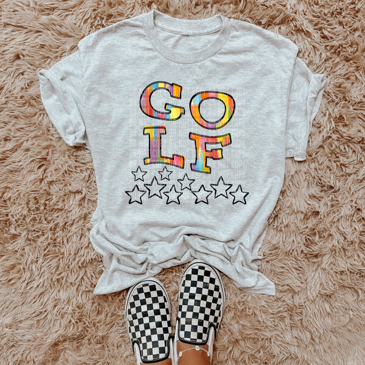 Golf Rainbow Brushstroke with Stars (Caplinger) DTF transfer