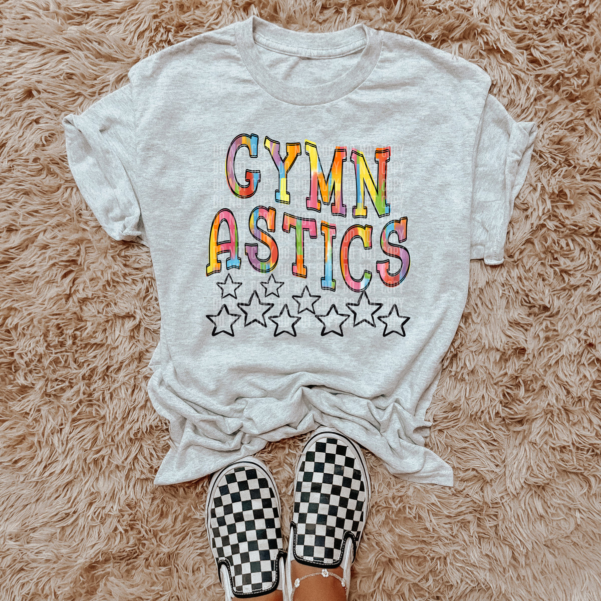 Gymnastics Rainbow Brushstroke with Stars (Caplinger) DTF transfer