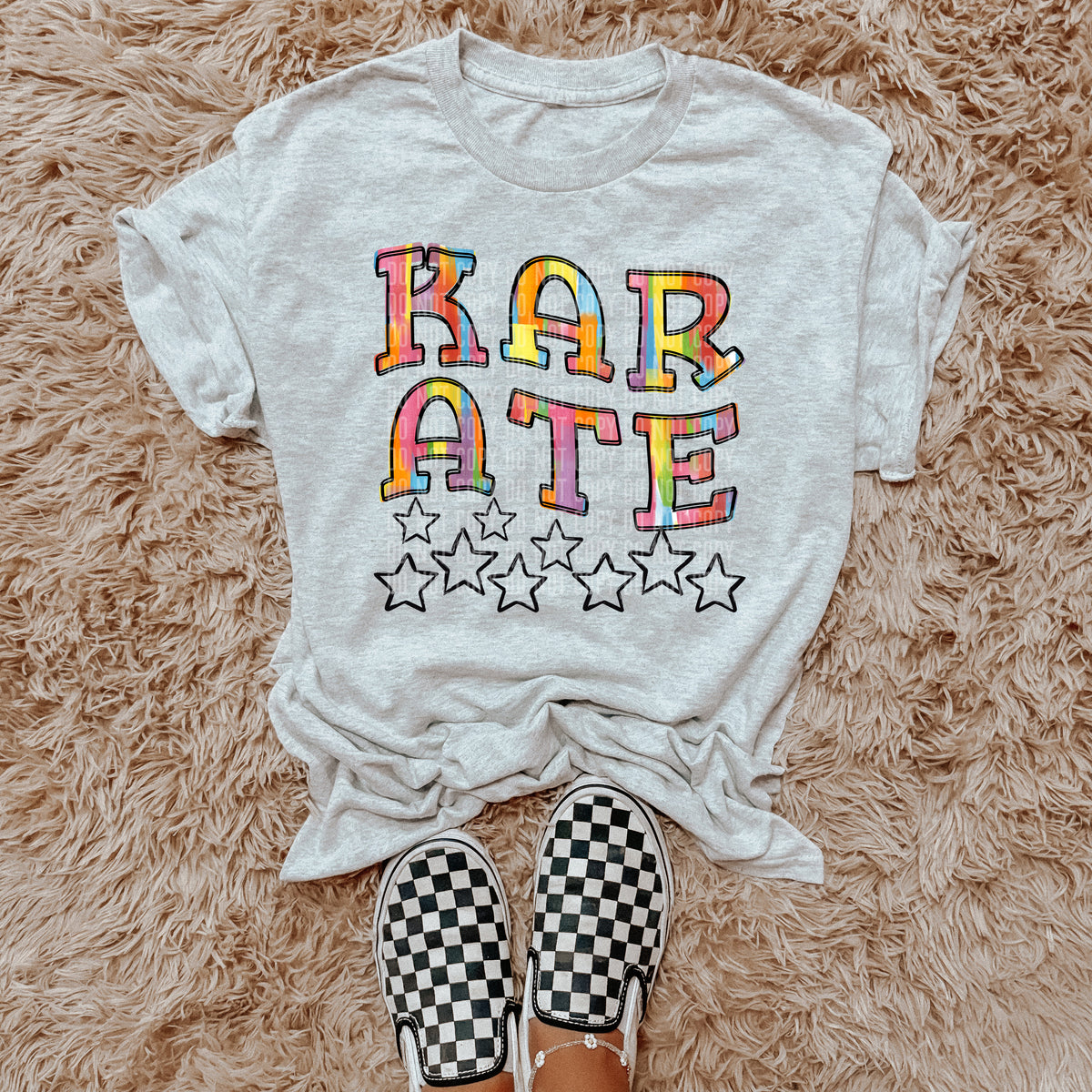 Karate Rainbow Brushstroke with Stars (Caplinger) DTF transfer