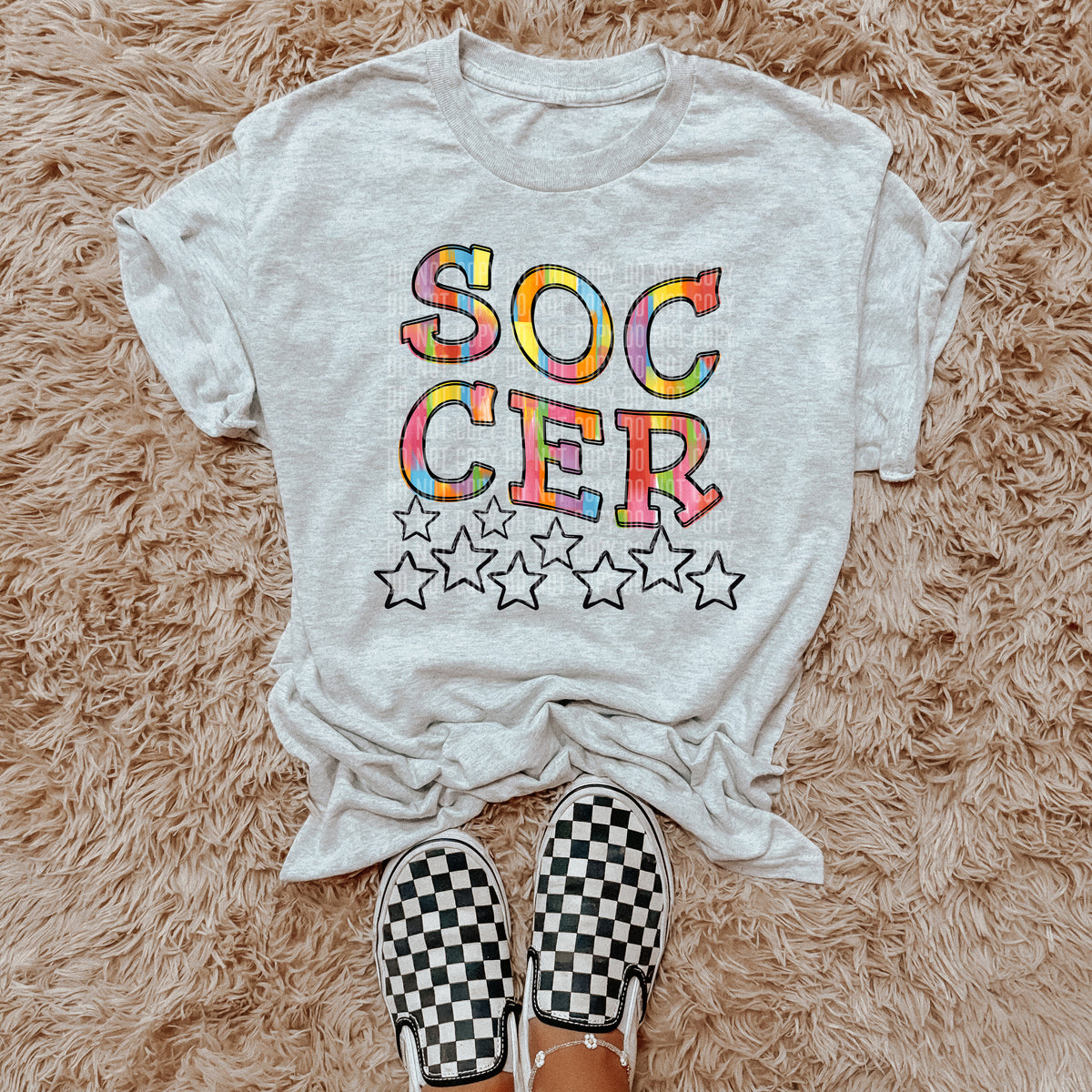 Soccer Rainbow Brushstroke with Stars (Caplinger) DTF transfer