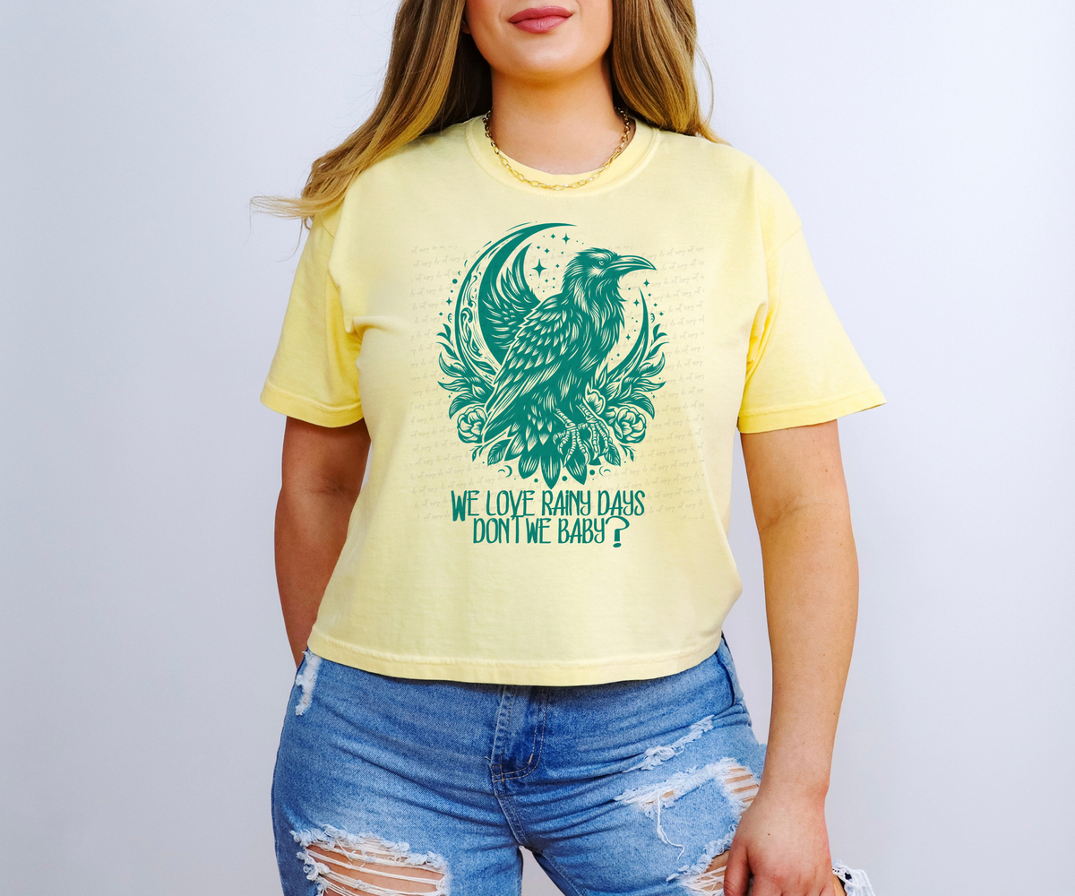 We Love Rainy Days Don't We Teal 117839 DTF transfer