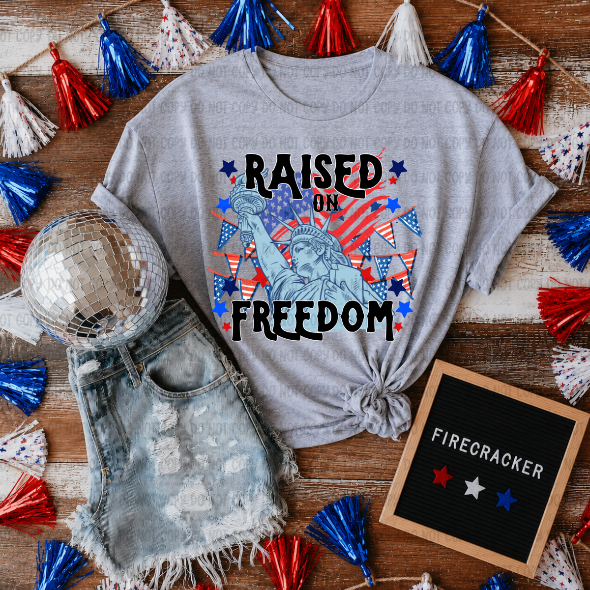 Raised on freedom lady liberty (Revel) DTF Transfer