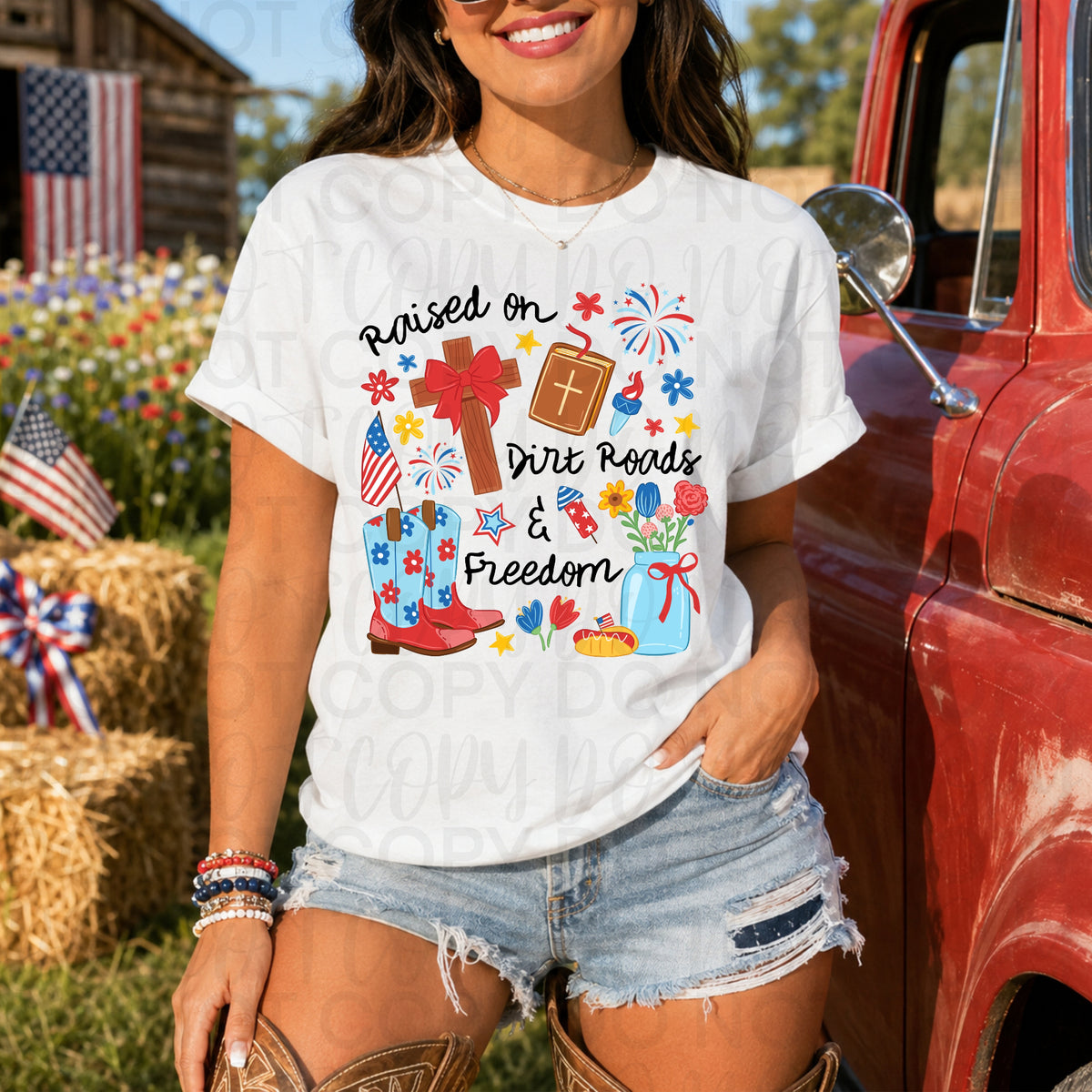 Raised on dirt road & freedom (UAC) DTF Transfer