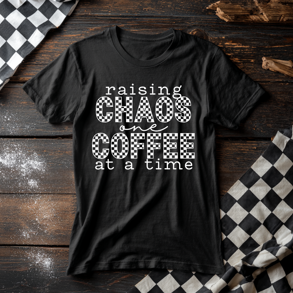 Raising chaos one coffee at a time WHITE (Revel) DTF Transfer