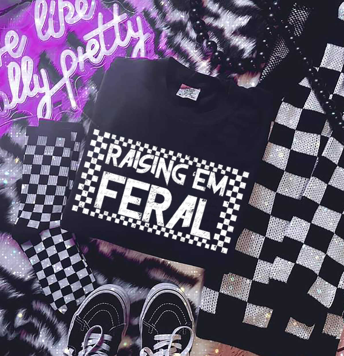 Raising 'Em Feral White Grunge 86444 DTF Transfer