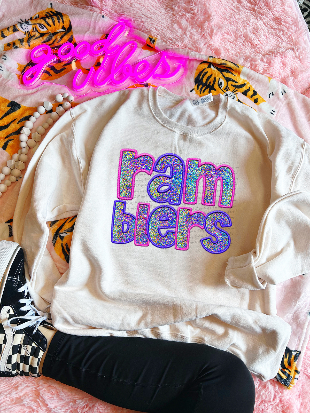 Ramblers Faux Embroidery Pink Blue 76083 DTF Transfer