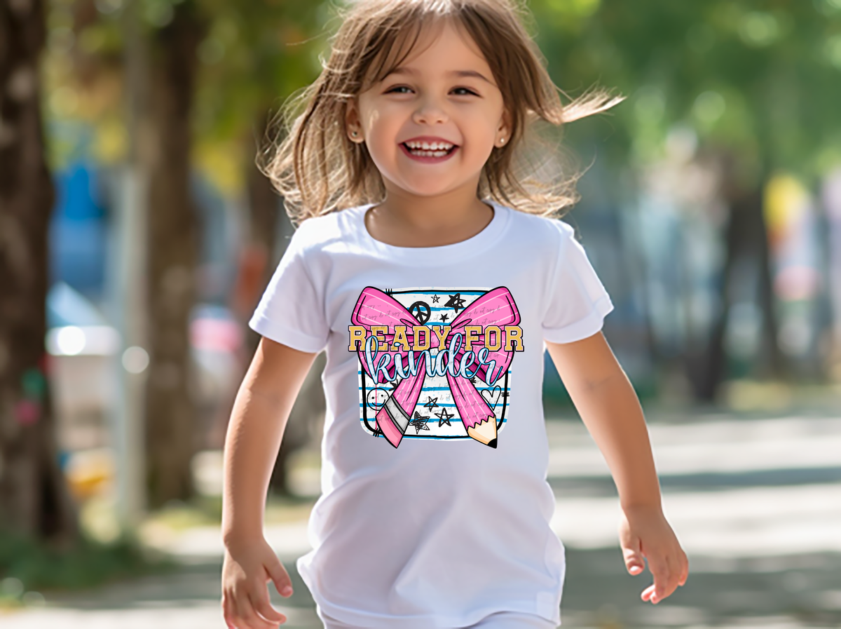 Ready For Kinder Pink Pencil Bow 46854 DTF transfer