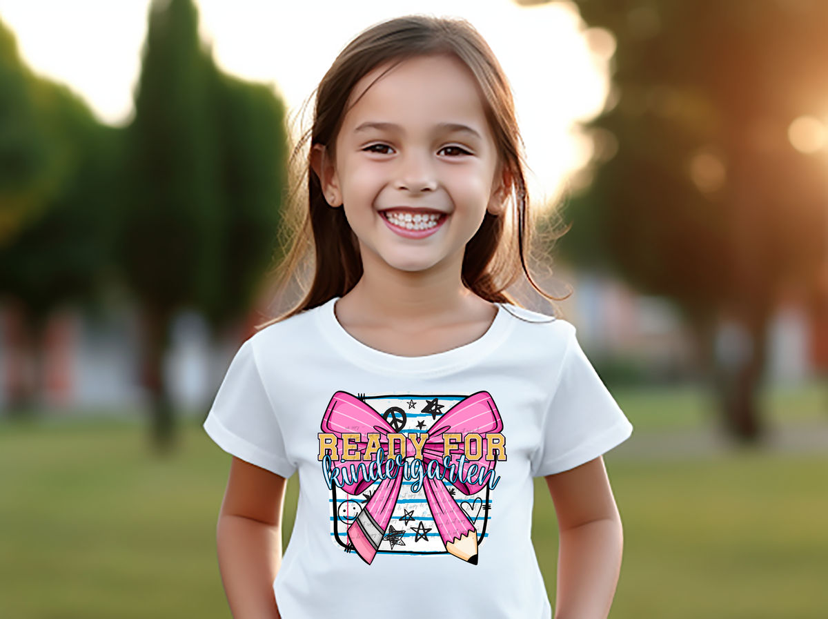 Ready For Kindergarten Pink Pencil Bow 46856 DTF transfer