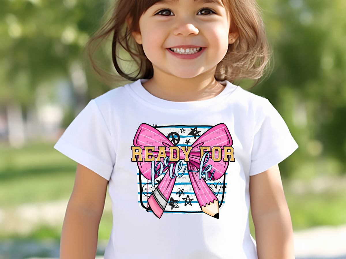 Ready For Pre K Pink Pencil Bow 46860 DTF transfer