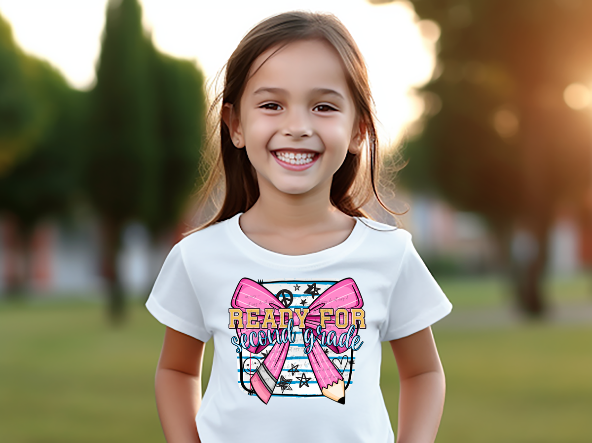 Ready For Second Grade Pink Pencil Bow 46864 DTF transfer