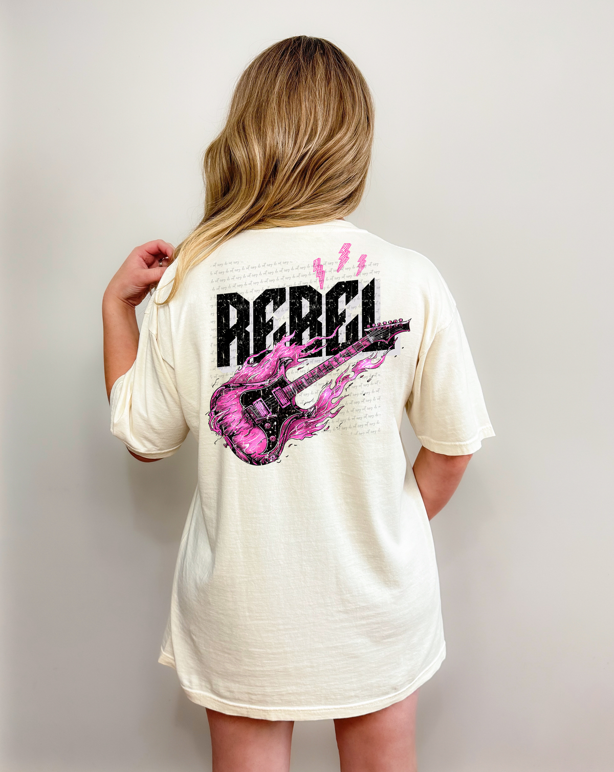 Rebel Pink Guitar Lightning Bolt 59537 DTF transfer