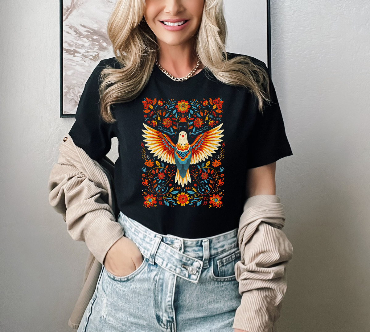 Rectangular Floral Bird 76911 DTF Transfer