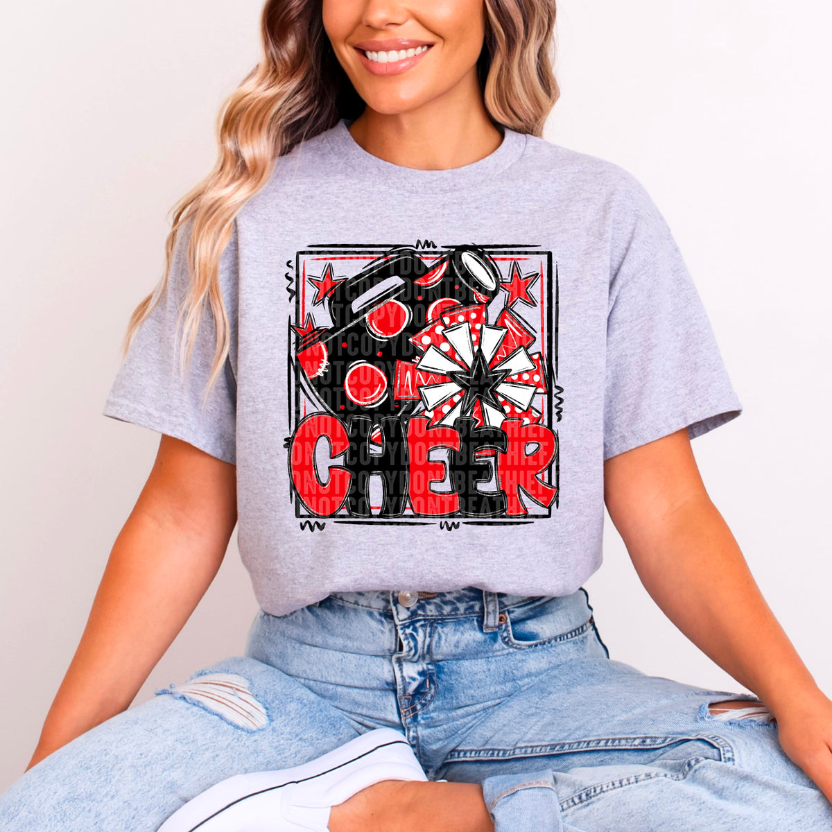 Cheer red and black with frame (SDD) 99320 DTF transfer