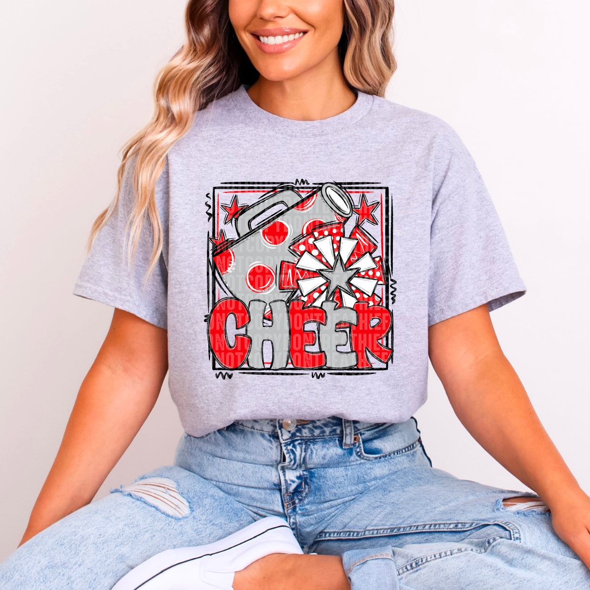 Cheer red and grey with frame (SDD) 99320 DTF transfer