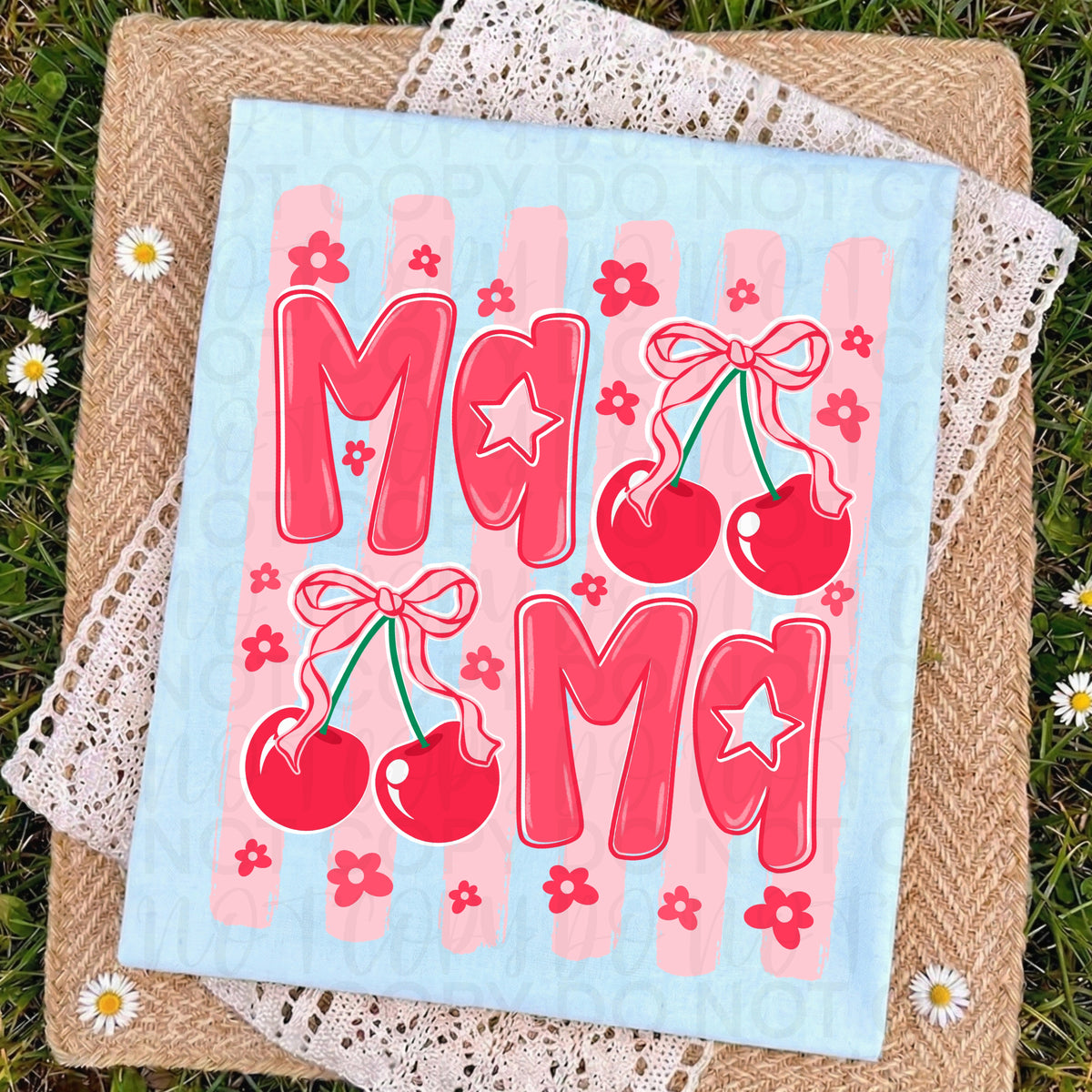 Mama (cherries with stripes) (UAC) DTF Transfer