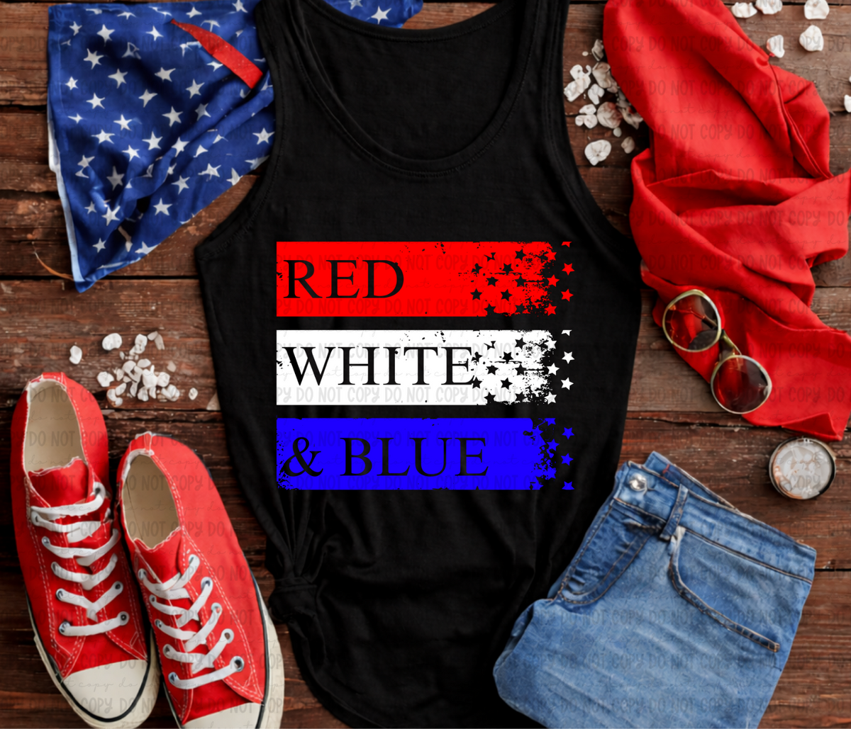 Red White & Blue (stacked) (Revel) DTF Transfer