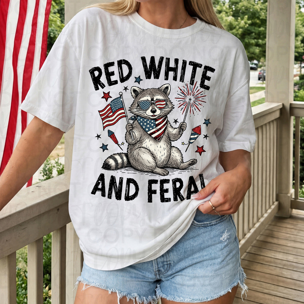Red white and feral (UAC) DTF Transfer