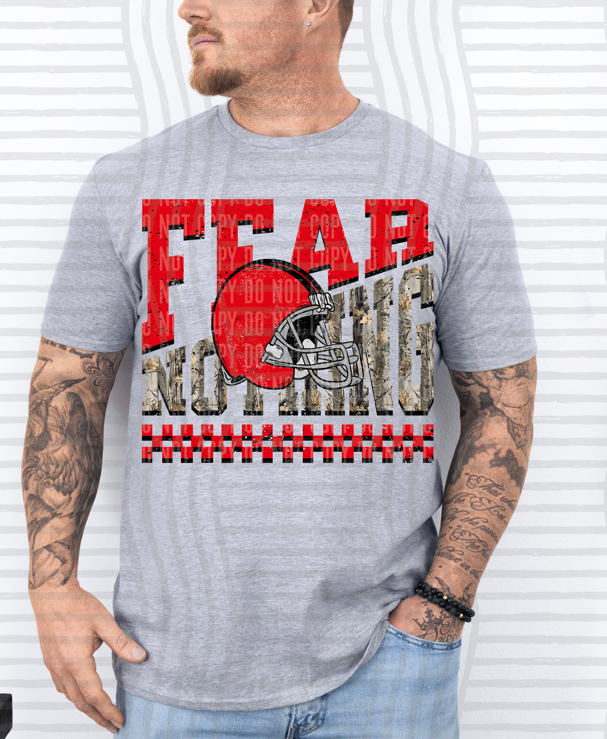 Red and camo fear nothing (Caplinger) DTF Transfer