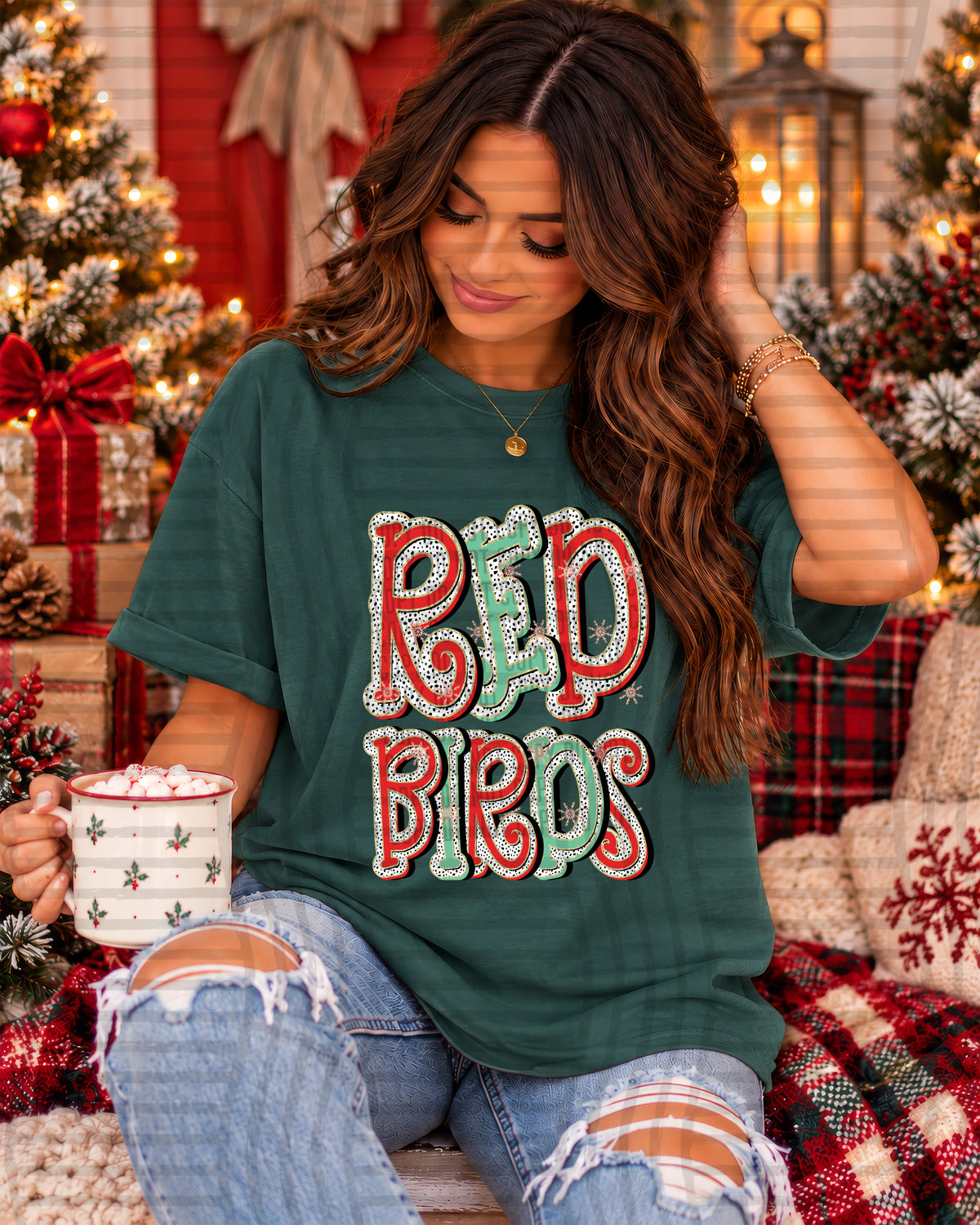 red birds merry dots (caplinger) DTF Transfer