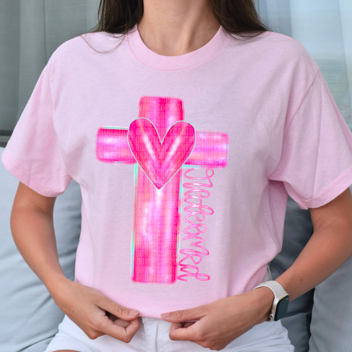 Redeemed pink cross 106040 DTF transfer