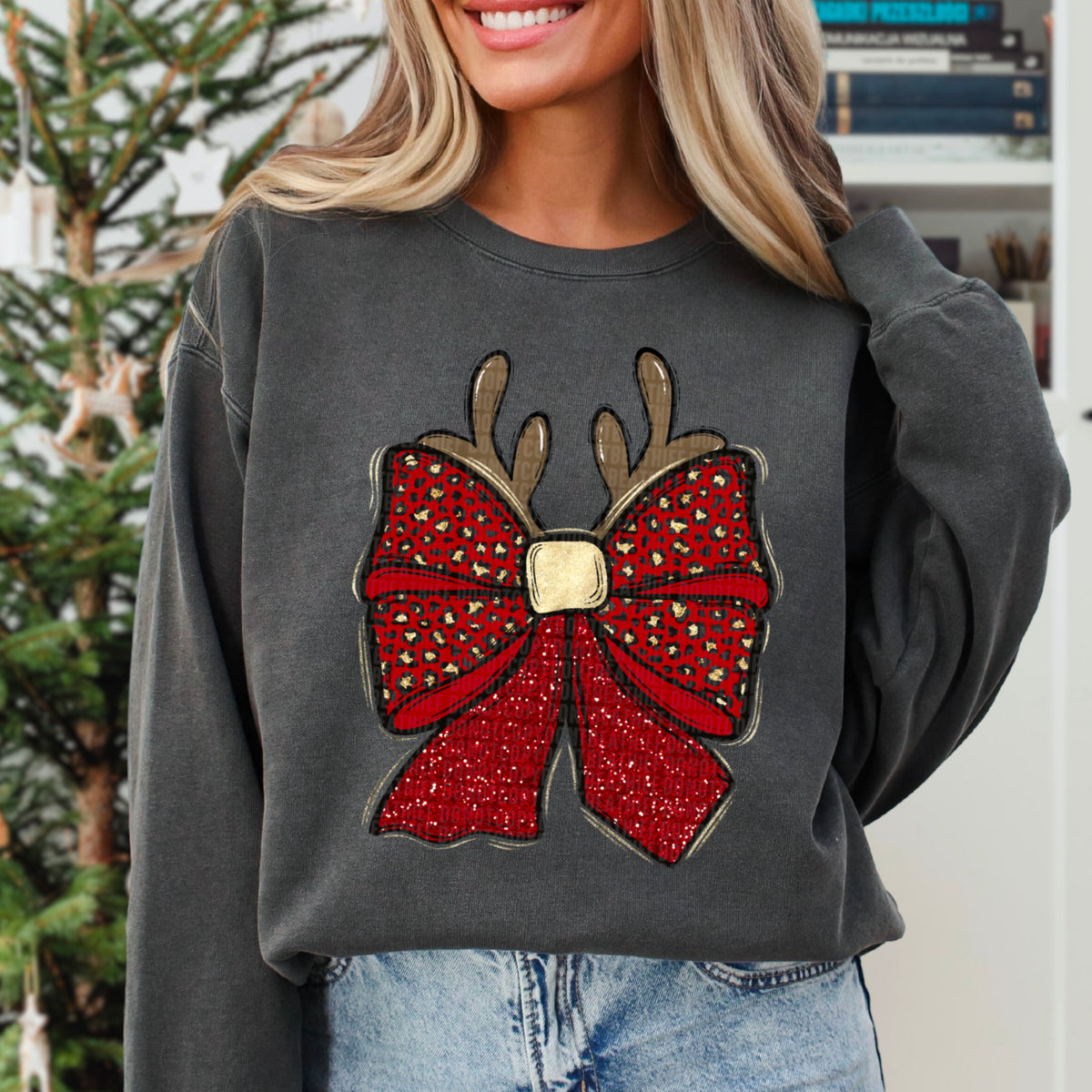 Reindeer Christmas Bow (SDD) DTF Transfer