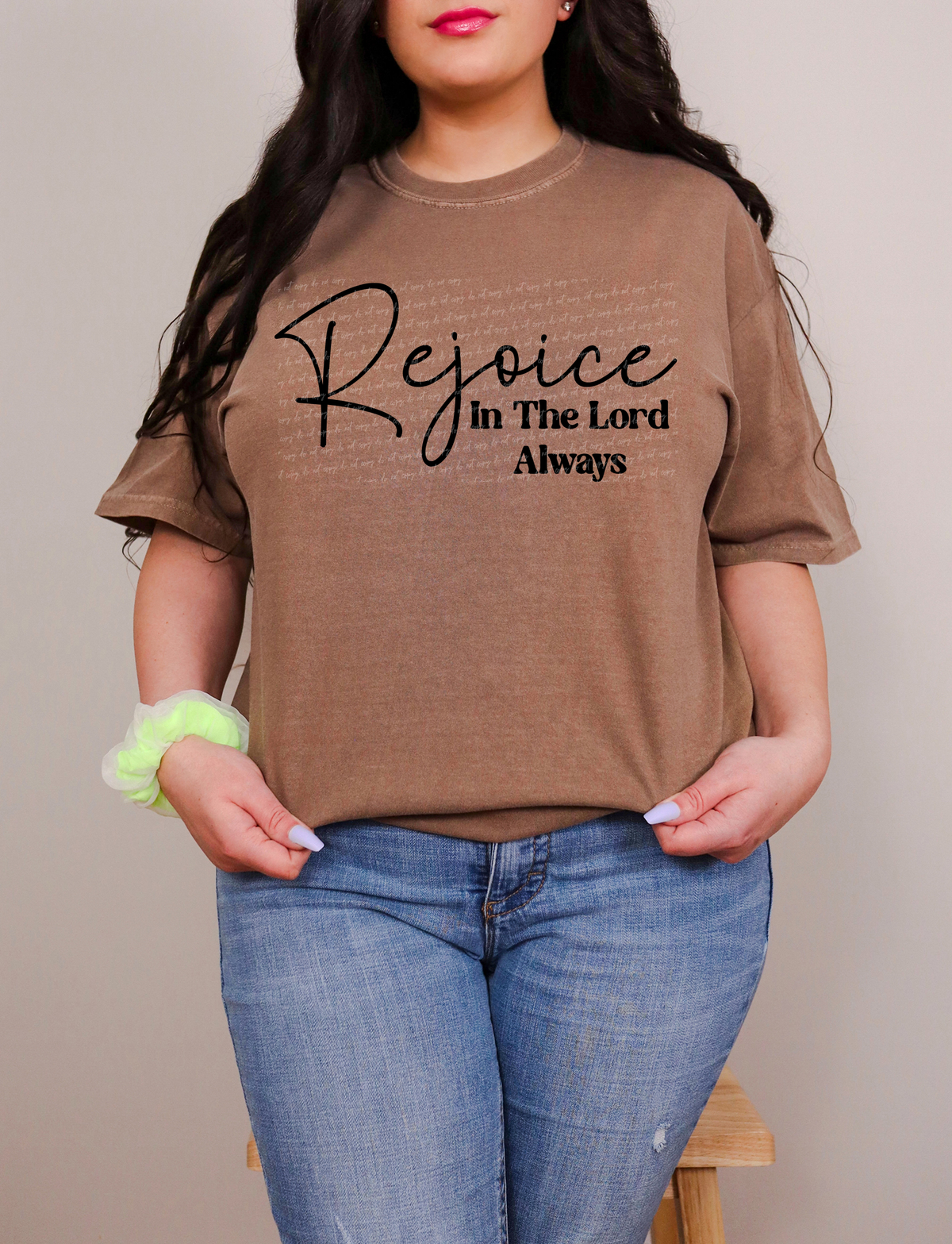Rejoice In The Lord Always Cursive And Serif Font Black 89443 DTF Transfer