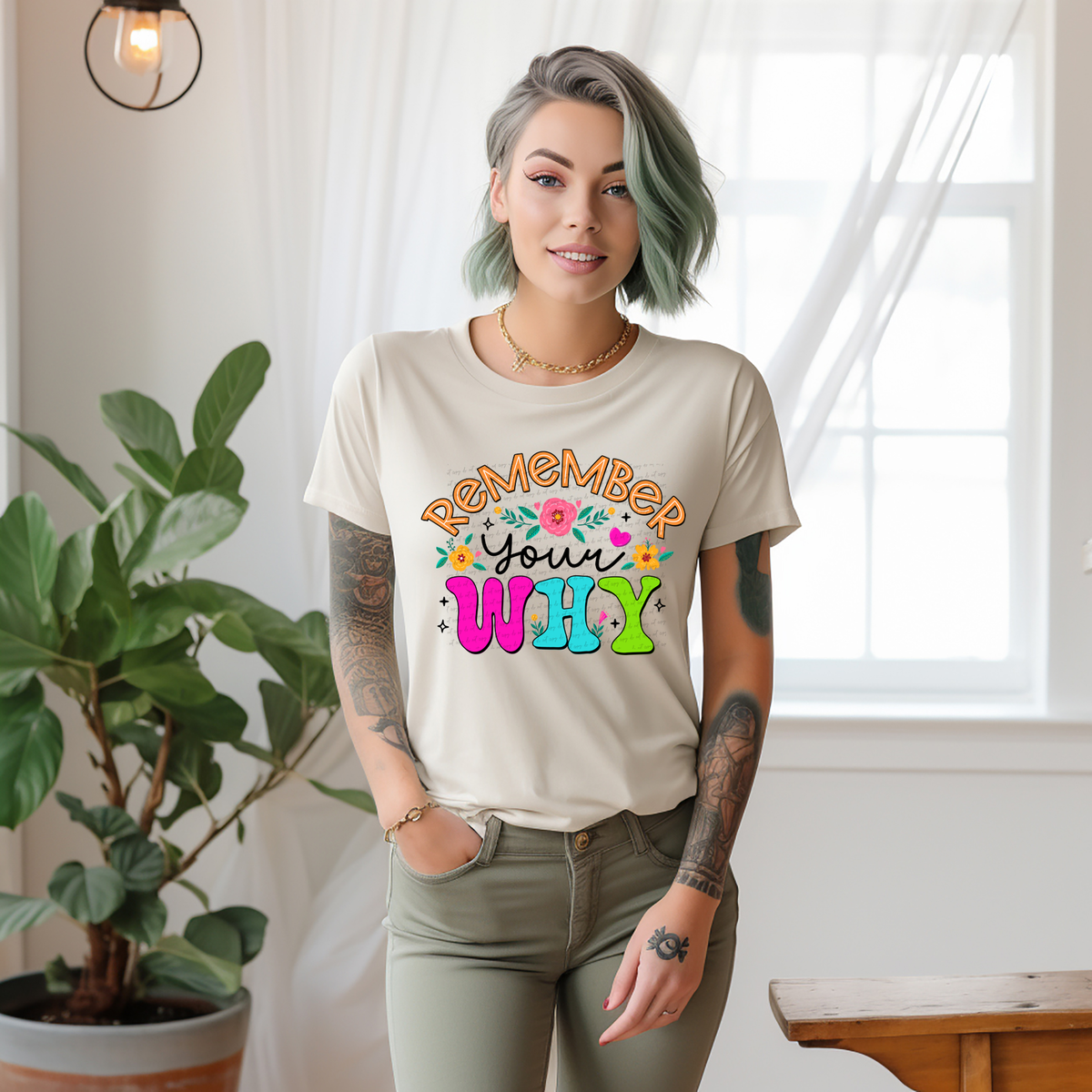 Remember Your Why Floral Black 76654 DTF Transfer