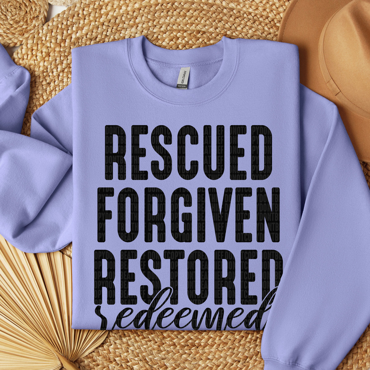 Rescued forgiven restored redeemed BLACK (SDD) DTF Transfer