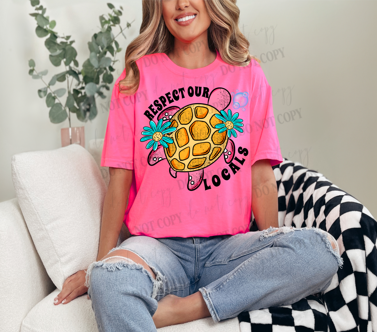 Respect our locals Floral Turtle (Linda) 102144 DTF transfer