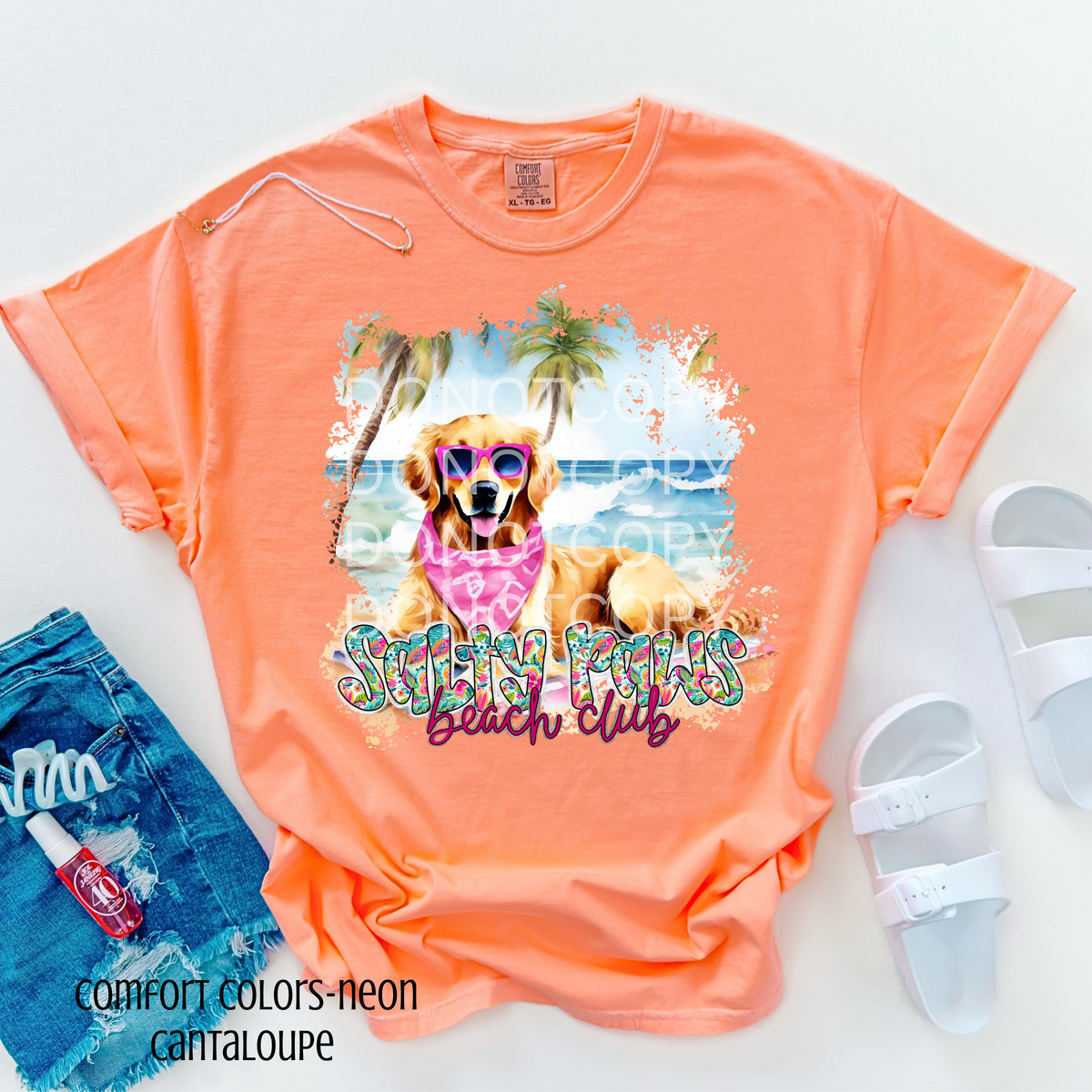 Golden Retriever Salty Paws Beach Club (CSG) 101103 DTF transfer