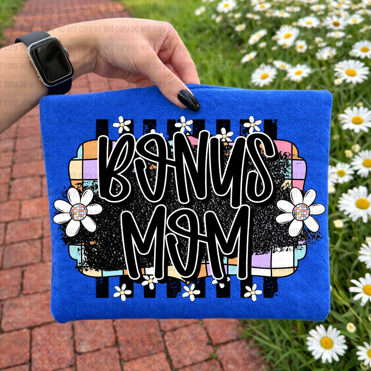 Retro colorful checkered Bonus mom (Revel) DTF Transfer