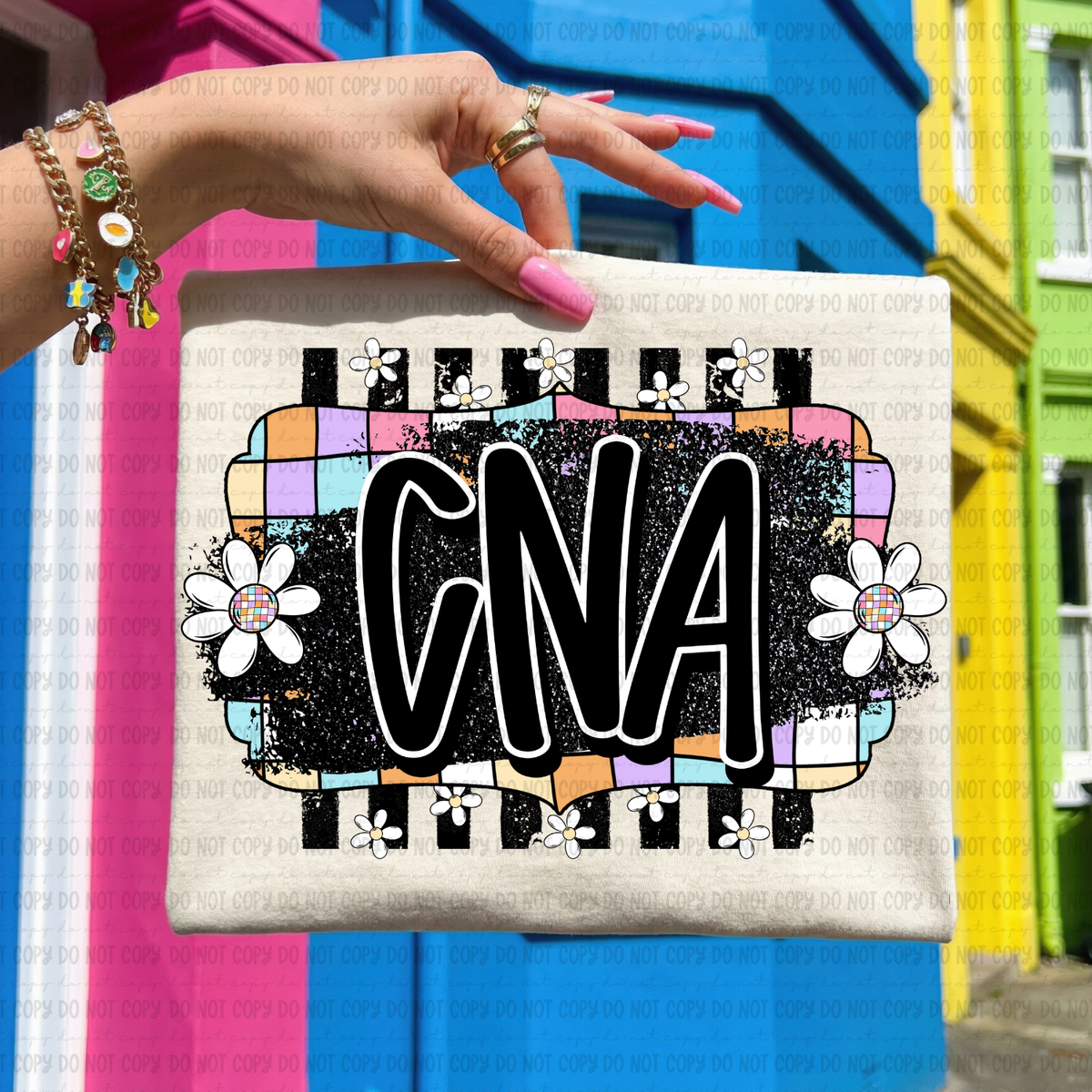 Retro colorful checkered CNA (Revel) DTF Transfer