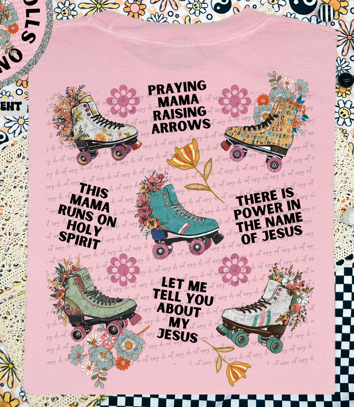 Retro Christian Mama Collage Roller Skating (Back Print) 81384 DTF Transfer