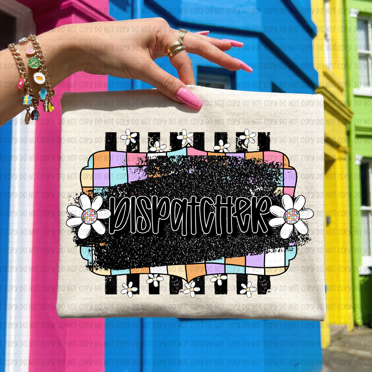 Retro colorful checkered Dispatcher (Revel) DTF Transfer