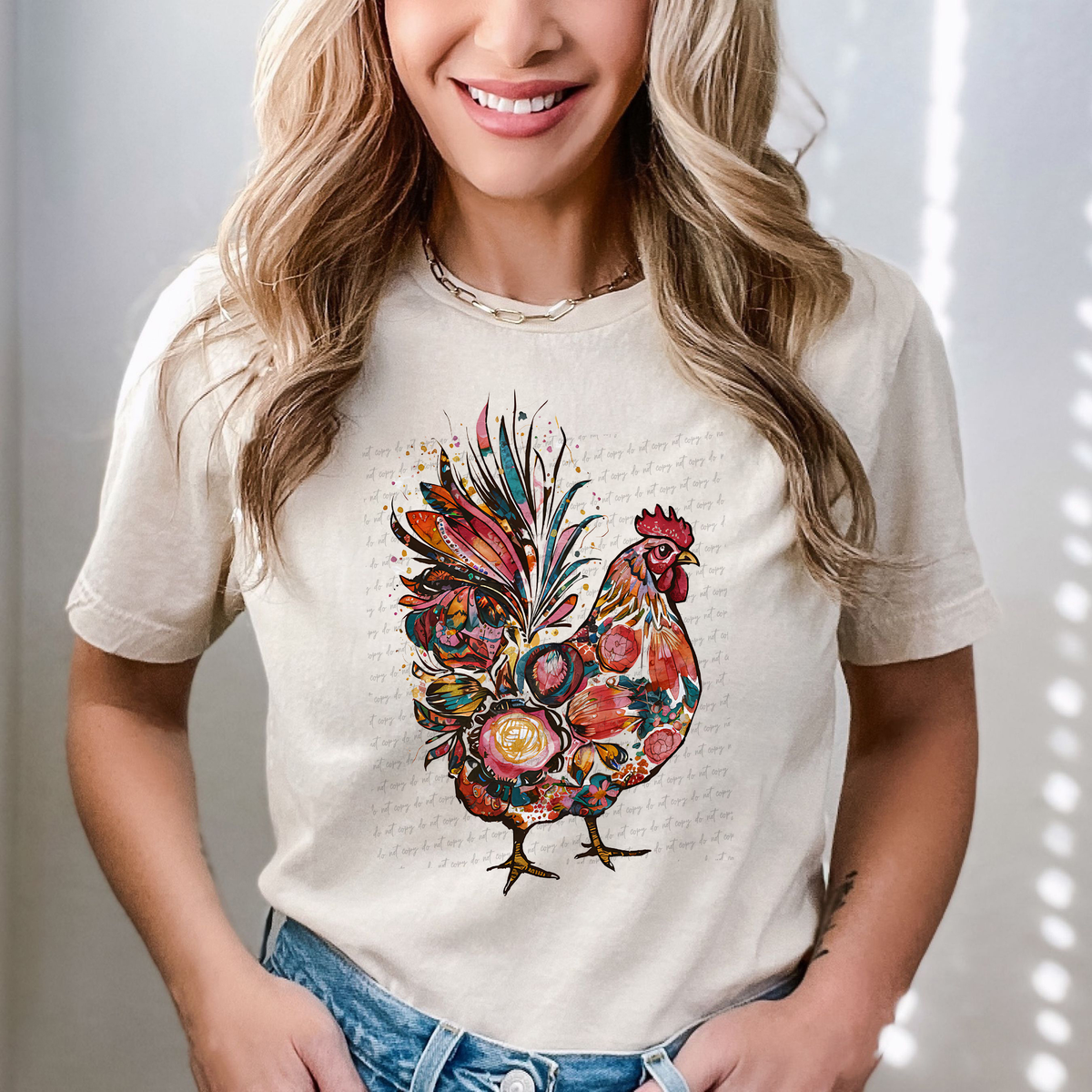 Retro Floral Chicken 81013 DTF Transfer