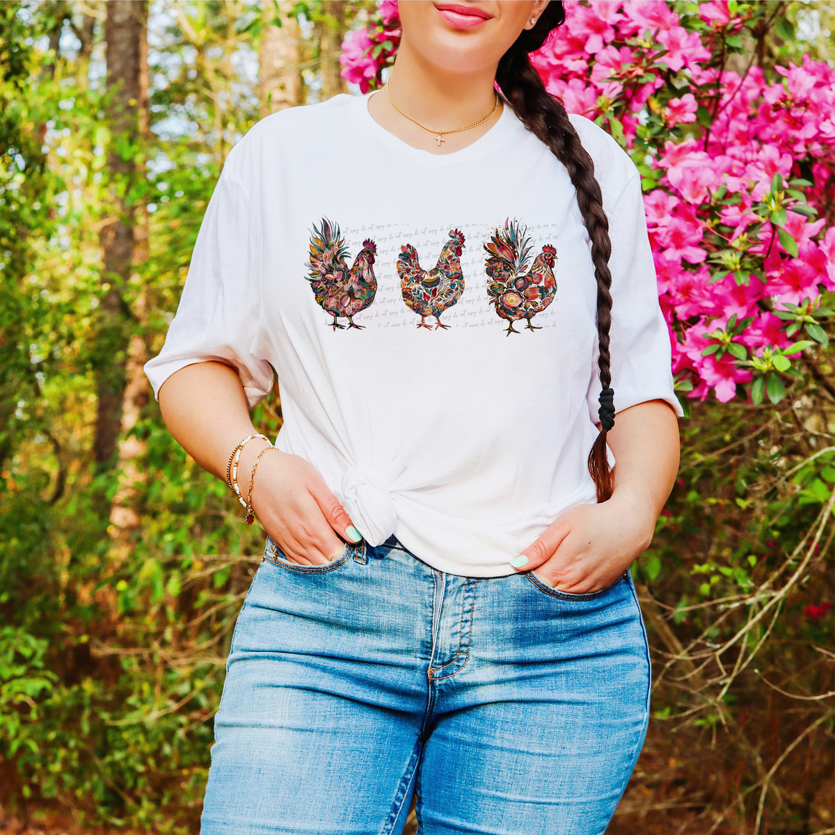 Retro Floral Chickens Fall In Line 81014 DTF Transfer