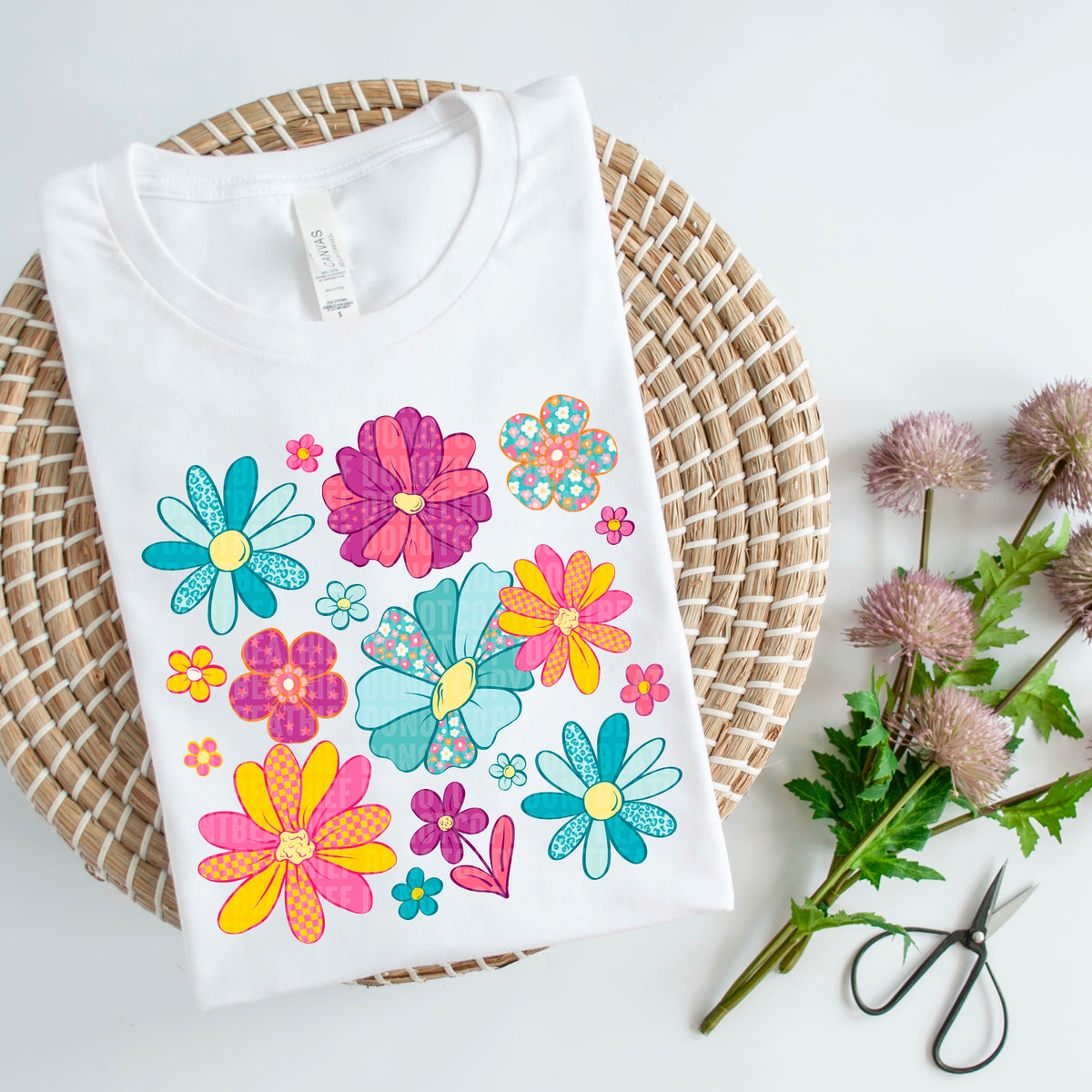 Retro Flowers 104379 DTF transfer