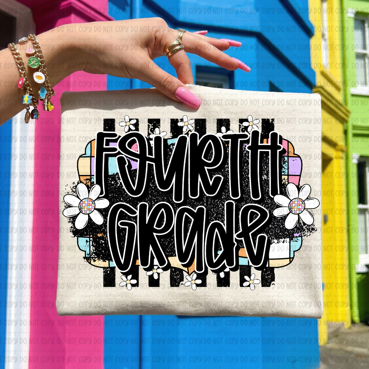 Retro colorful checkered fourth grade (Revel) DTF Transfer