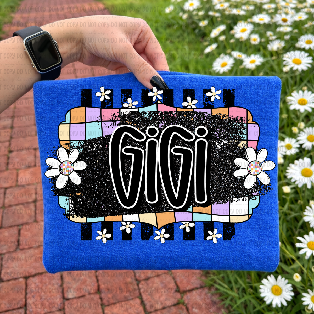 Retro colorful checkered GIGI (Revel) DTF Transfer