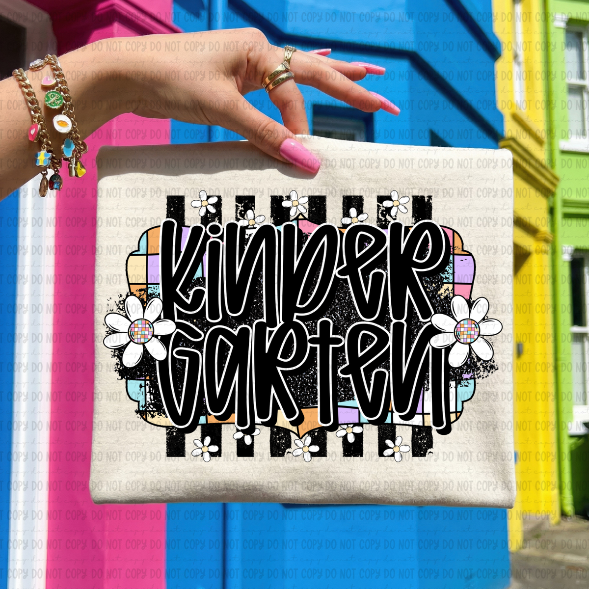 Retro colorful checkered kindergarten (Revel) DTF Transfer
