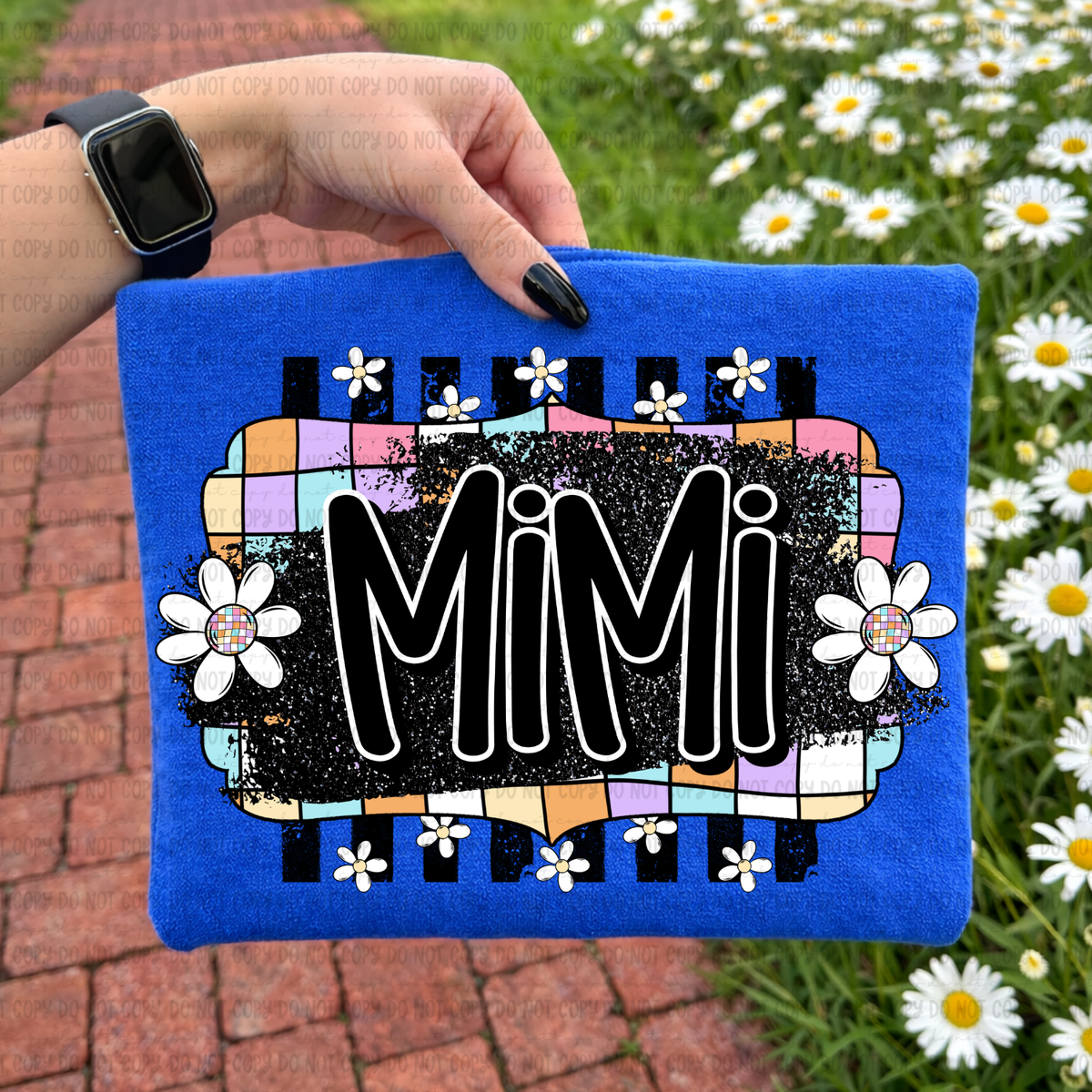 Retro colorful checkered MIMI (Revel) DTF Transfer