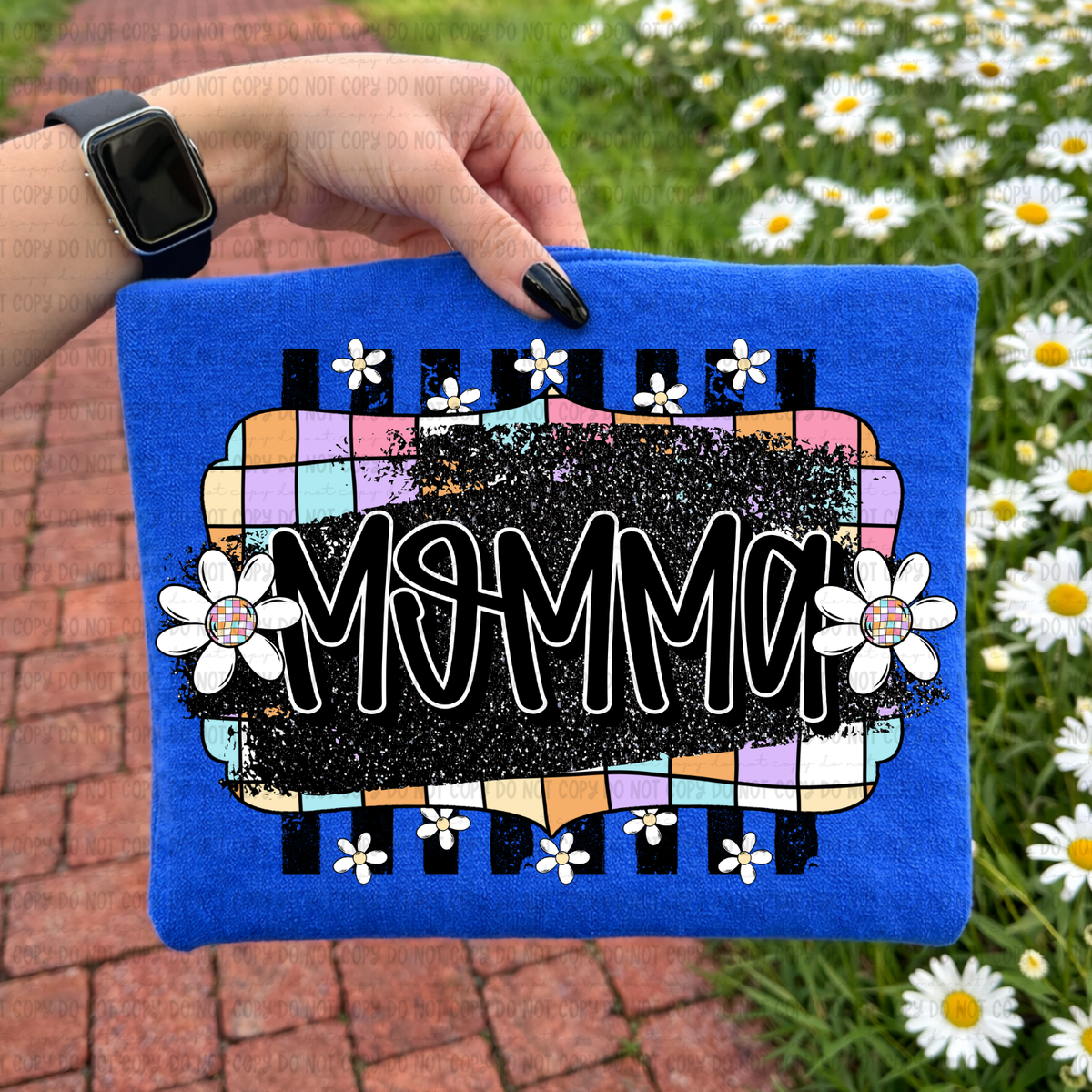 Retro colorful checkered momma (Revel) DTF Transfer