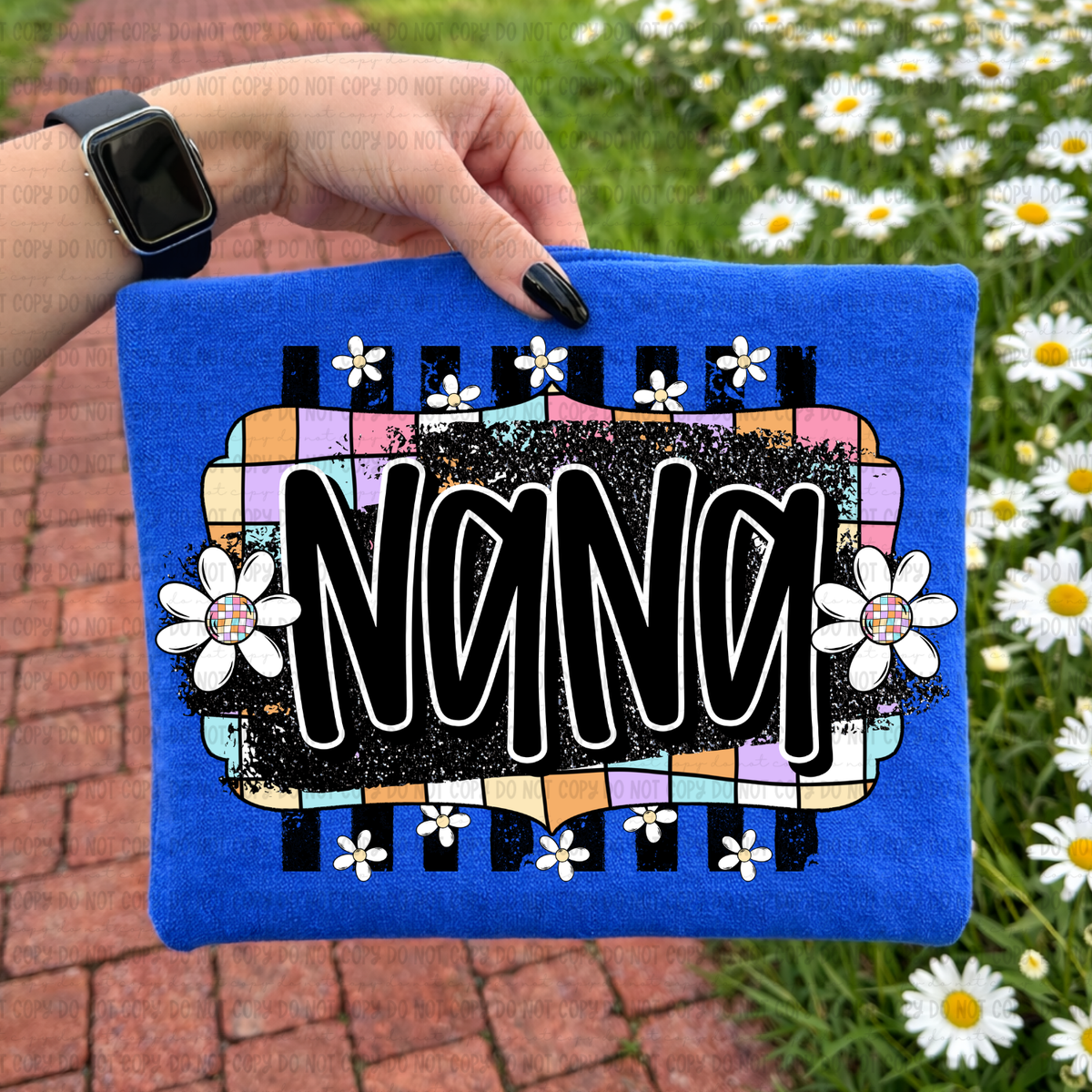 Retro colorful checkered nana (Revel) DTF Transfer