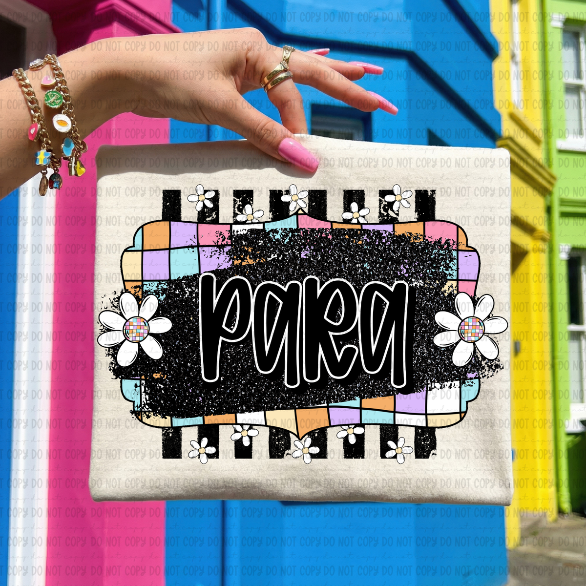 Retro colorful checkered para (Revel) DTF Transfer
