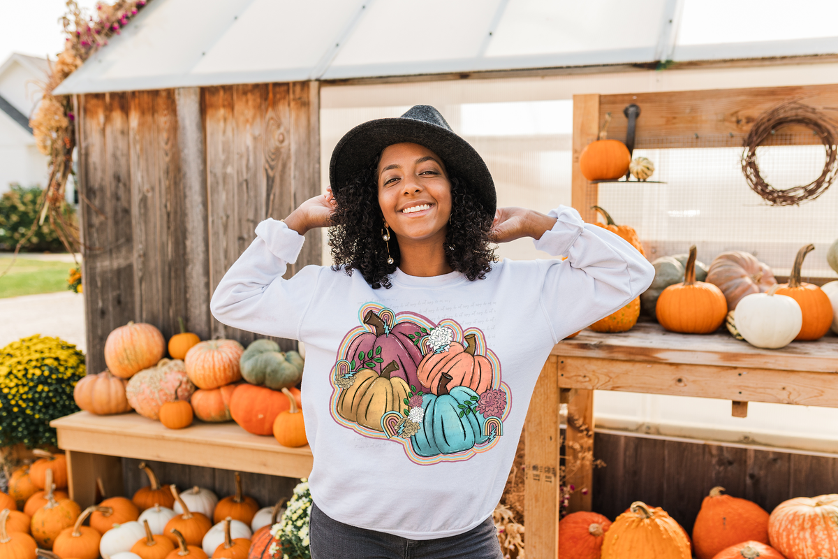 Retro Pastel Pumpkins with Rainbow 114800 DTF transfer